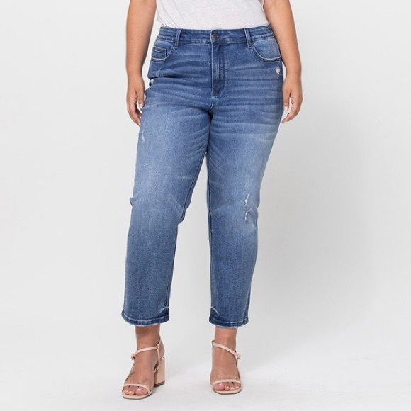 Vervet Jeanne‎ High Rise Stretch Slim Straight Distressed Jeans Size 22 Plus - Picture 1 of 14